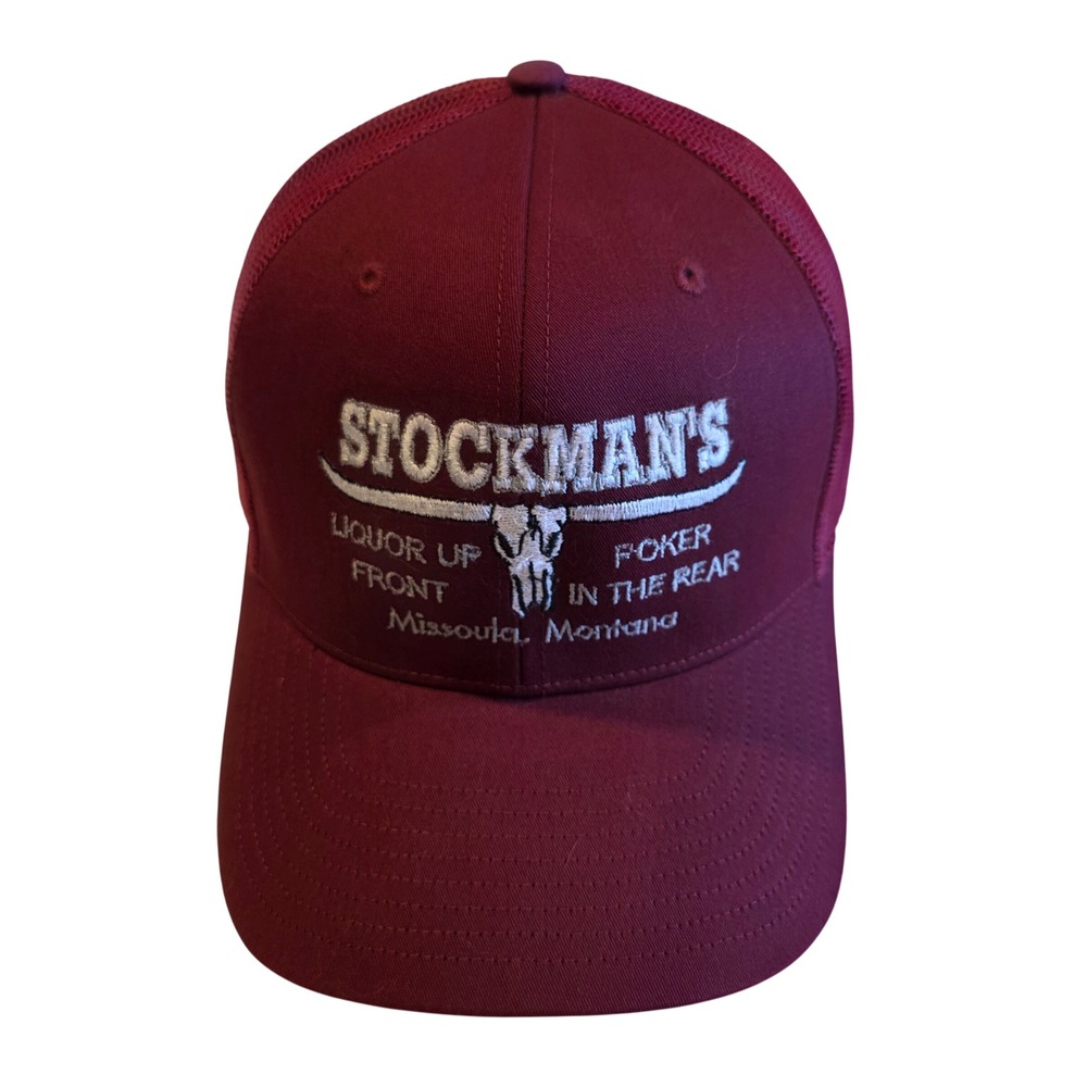 Stockmans Bar Missoula Montana Trucker Hat Richardson 112 Maroon Snapback Cap